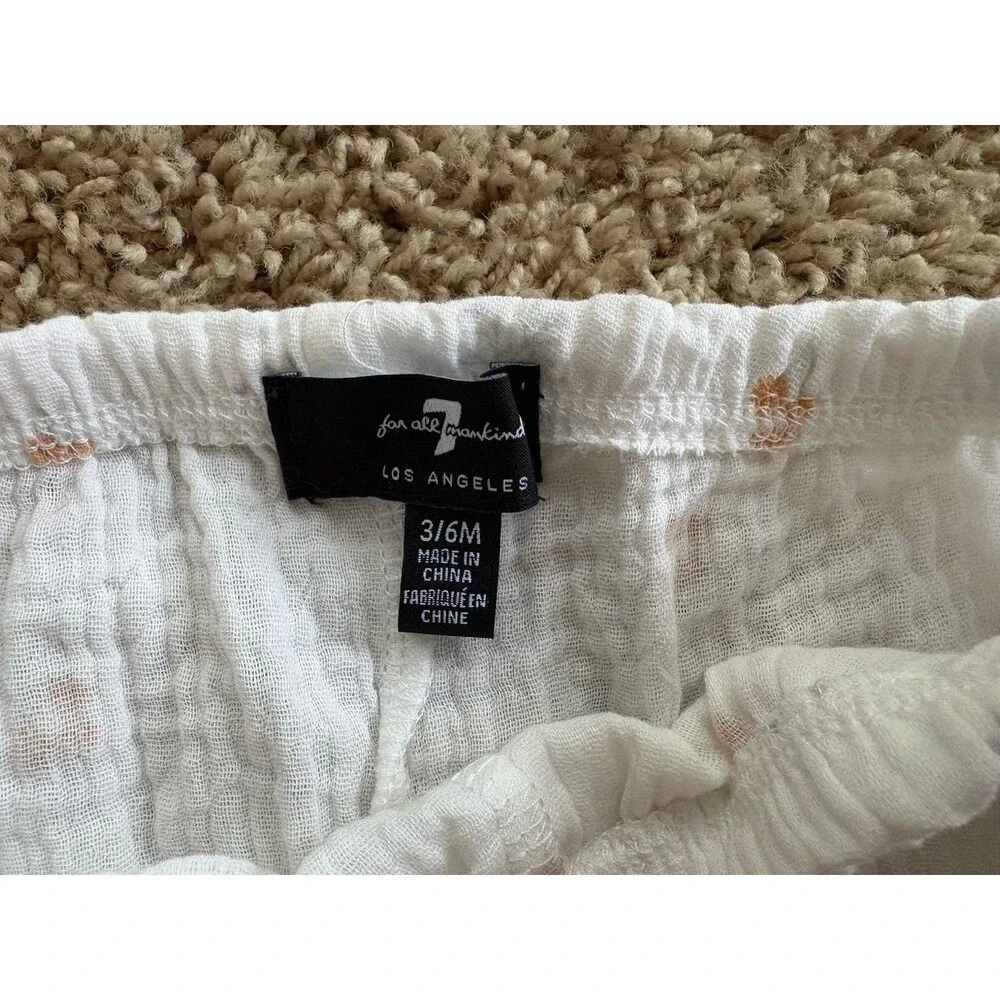 7 For All Mankind Baby Tank Top and Shorts Bloomers Set White Floral 3/6 Months